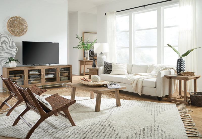Table de bout moderne Rhett de 22 po avec rangement et tablette - chêne brun clair