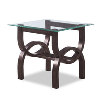 Table de bout moderne Ricci de 24 po avec dessus en verre - verre avec pattes au fini espresso