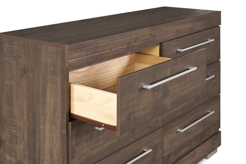 Commode de chambre à coucher Riley de 49 po (L) x 31 po (H) à 6 tiroirs, fabriquée au Canada - grise