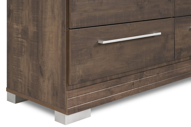 Commode de chambre à coucher Riley de 49 po (L) x 31 po (H) à 6 tiroirs, fabriquée au Canada - grise