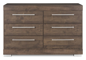 Commode de chambre à coucher Riley de 49 po (L) x 31 po (H) à 6 tiroirs, fabriquée au Canada - grise