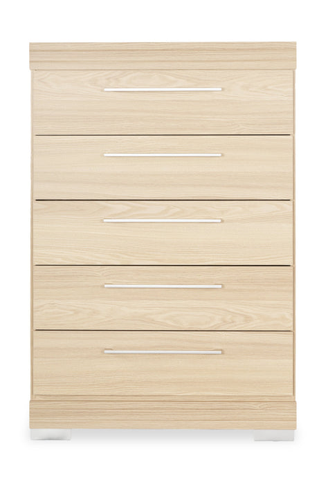 Commode verticale de chambre à coucher Riley de 31 po (L) x 46 po (H) à 5 tiroirs, fabriquée au Canada - naturelle