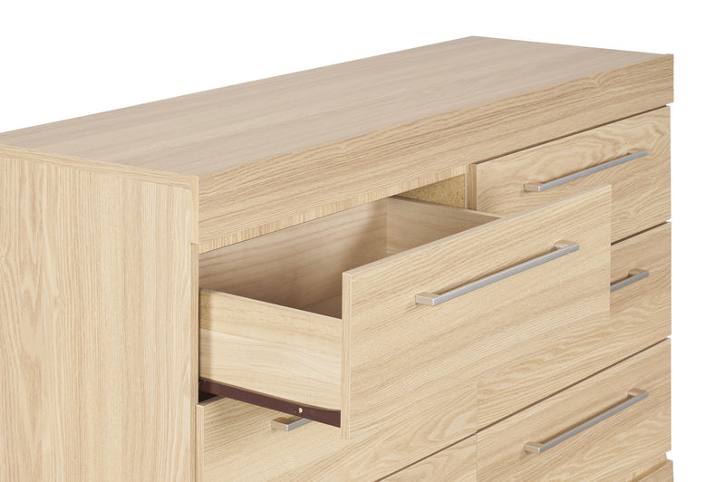 Commode de chambre à coucher Riley de 49 po (L) x 31 po (H) à 6 tiroirs, fabriquée au Canada - naturelle