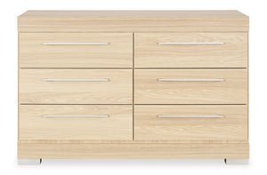 Commode de chambre à coucher Riley de 49 po (L) x 31 po (H) à 6 tiroirs, fabriquée au Canada - naturelle