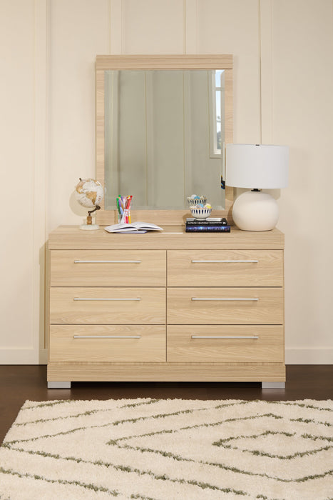 Commode de chambre à coucher Riley de 49 po (L) x 31 po (H) à 6 tiroirs, fabriquée au Canada - naturelle