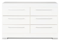  Commode de chambre à coucher Riley de 49 po (L) x 31 po (H) à 6 tiroirs, fabriquée au Canada - blanche