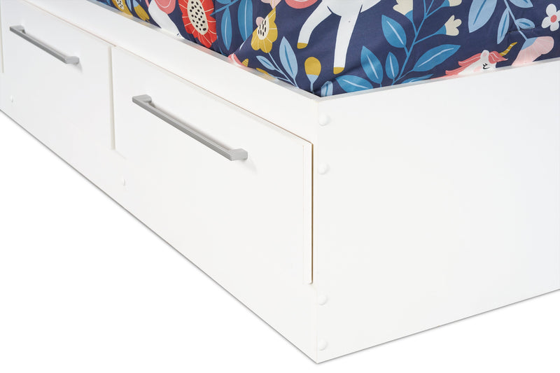 Lit matelot Riley avec 3 tiroirs de rangement pour enfants, fabriqué au Canada, blanc - format lit simple