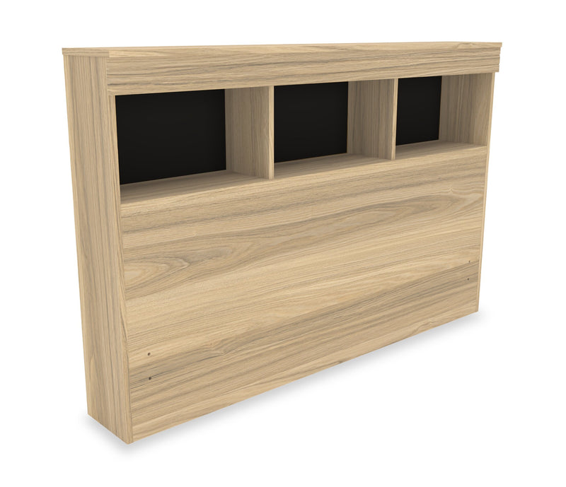 Lit matelot Riley avec ensemble de tête de lit bibliothèque pour enfants, fabriqué au Canada, naturel - format lit double