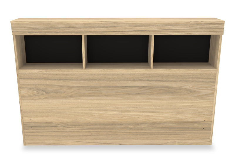 Lit matelot Riley avec ensemble de tête de lit bibliothèque pour enfants, fabriqué au Canada, naturel - format lit double