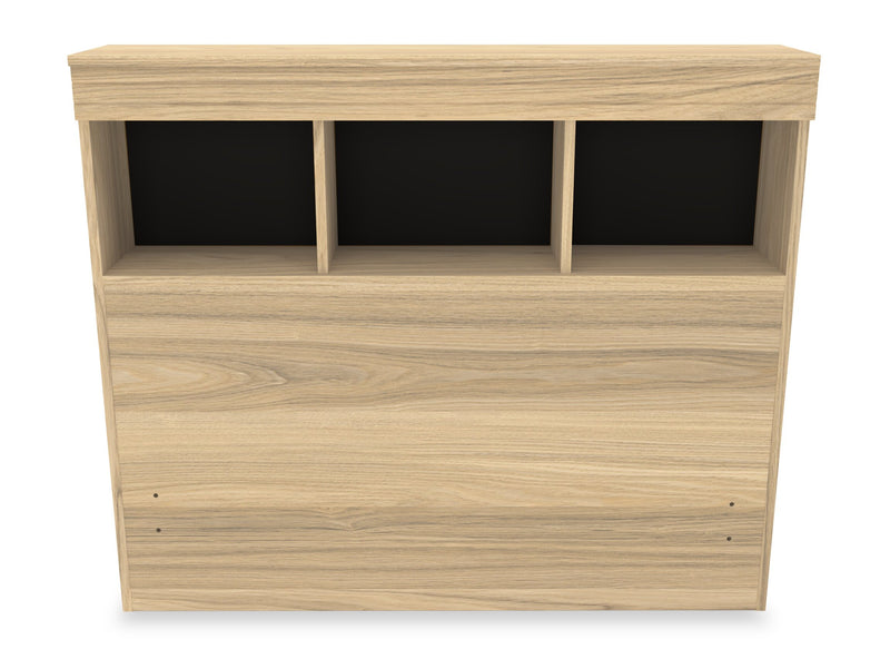 Ensemble lit matelot Riley 5 pièces avec tête de lit bibliothèque, commode et miroir, naturel - format lit simple