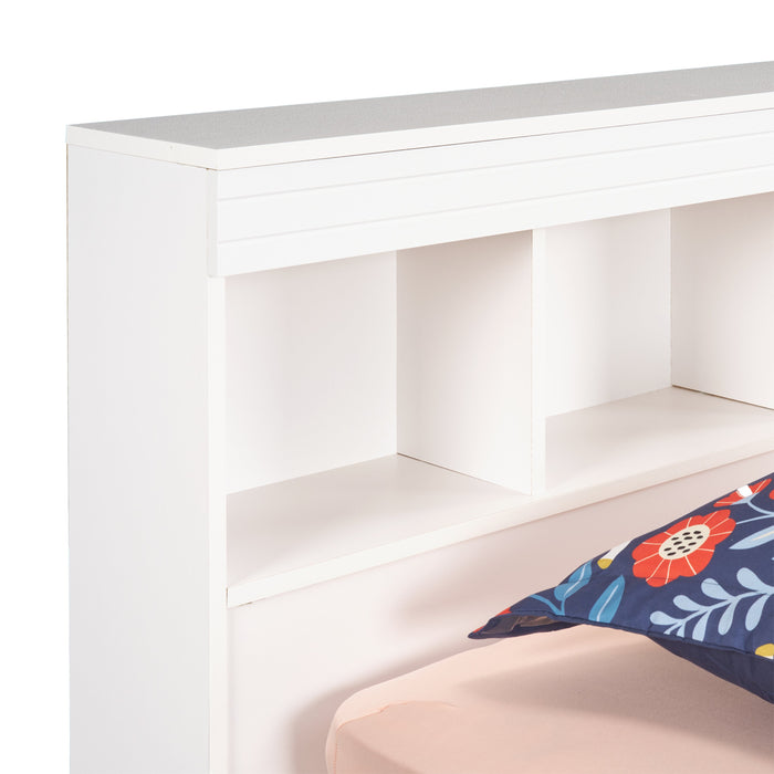 Lit matelot Riley avec ensemble de tête de lit bibliothèque pour enfants, fabriqué au Canada, blanc - format lit simple