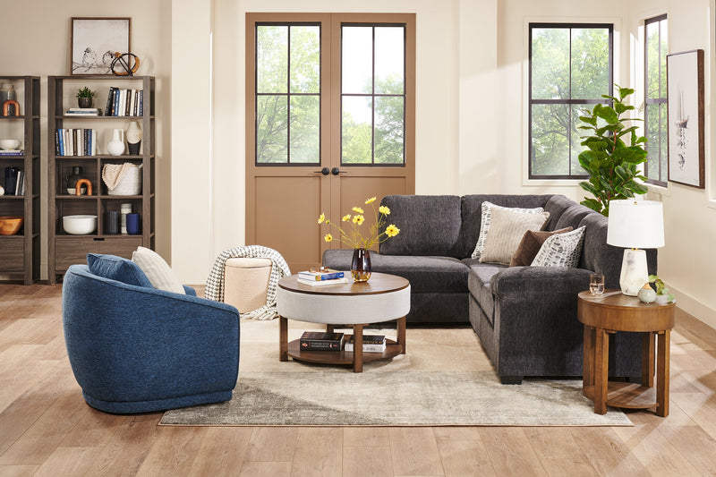 Fauteuil d’appoint pivotant Rio de 34,5 po en tissu de chenille - bleu