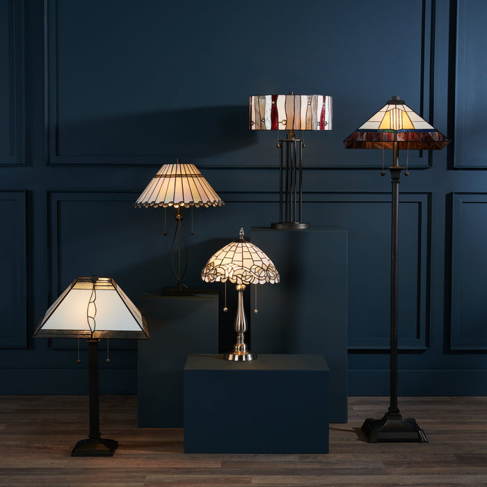 Lampe de table Rivers de 29 po de style Tiffany avec verre soufflé à la main