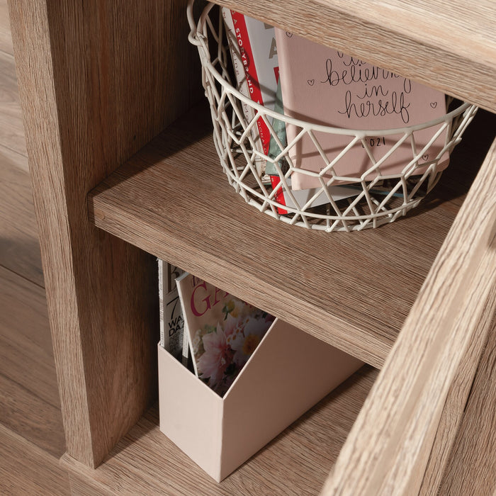 Bureau en forme de L Rollingwood de 65,98 po de qualité commerciale avec plateau pour clavier et rangement - chêne brossé