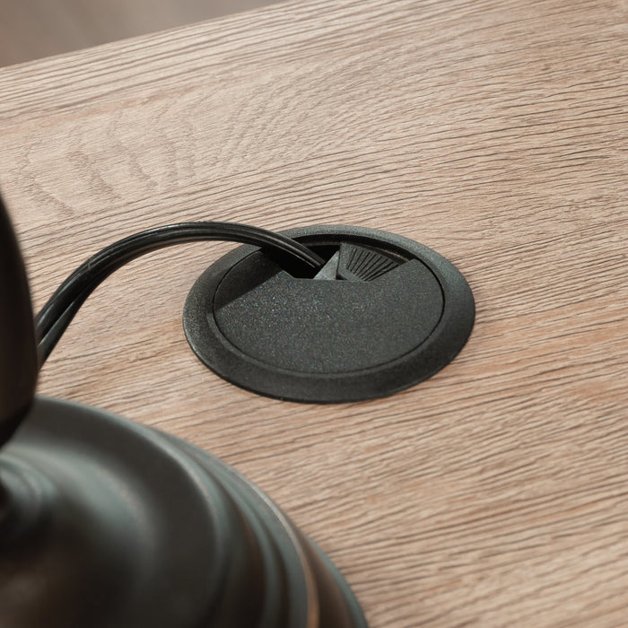 Bureau en forme de L Rollingwood de 65,98 po de qualité commerciale avec plateau pour clavier et rangement - chêne brossé