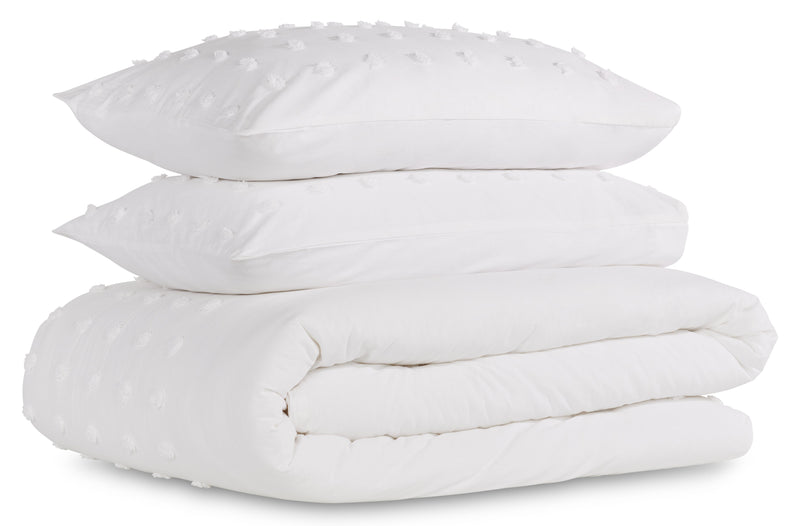 Ensemble d’édredon Rowan 3 pièces pour très grand lit - blanc