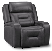  Fauteuil à inclinaison électrique Ryker de 36,8 po en similicuir avec accoudoirs de rangement et port USB - gris