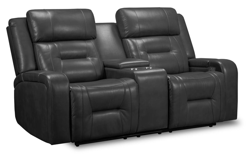 Causeuse à inclinaison électrique Ryker de 72,24 po en similicuir avec console de rangement et ports USB - grise