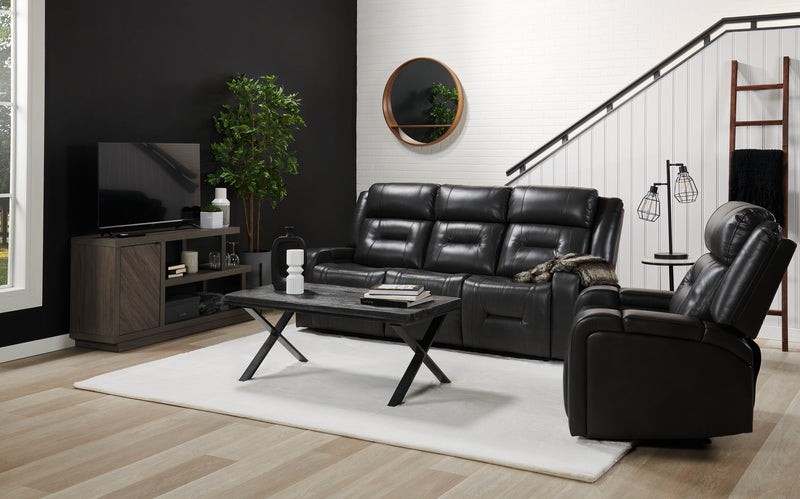 Fauteuil inclinable Ryker de 36,8 po en similicuir avec accoudoirs de rangement - gris