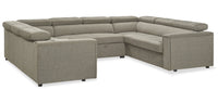  Sofa-lit sectionnel Savvy 3 pièces en tissu d’apparence lin avec appuie-têtes réglables - gris