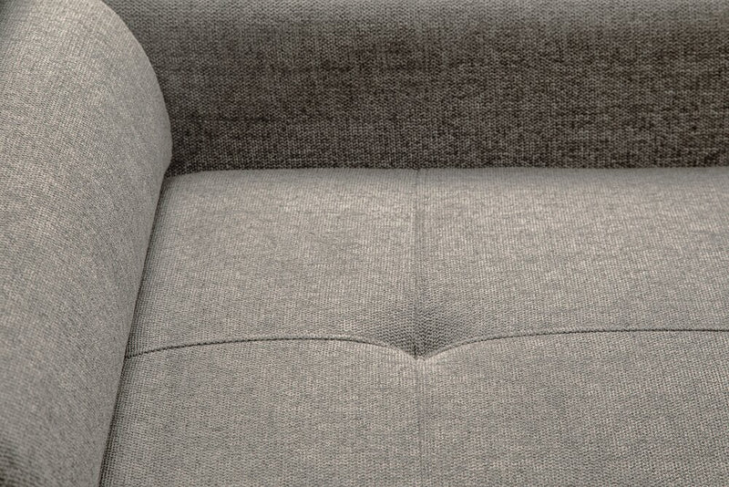 Sofa-lit sectionnel de droite Savvy 5 pièces en tissu d’apparence lin avec fauteuil long de rangement et appuie-têtes réglables - gris