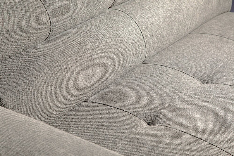 Sofa-lit sectionnel de droite Savvy 5 pièces en tissu d’apparence lin avec fauteuil long de rangement et appuie-têtes réglables - gris