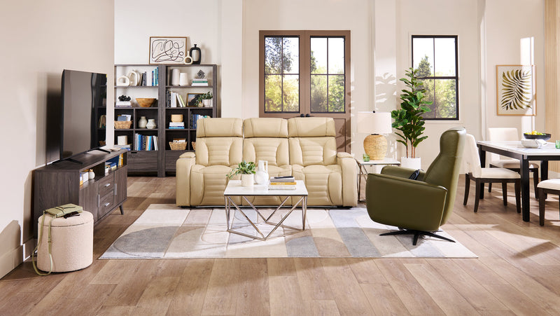 Fauteuil de massage à inclinaison électrique Serene de 31 po en cuir véritable avec appuie-tête électrique et siège chauffant - vert