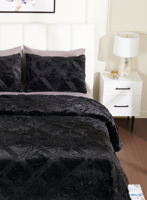 Ensemble d’édredon Serene 3 pièces pour lit double ou grand lit - noir