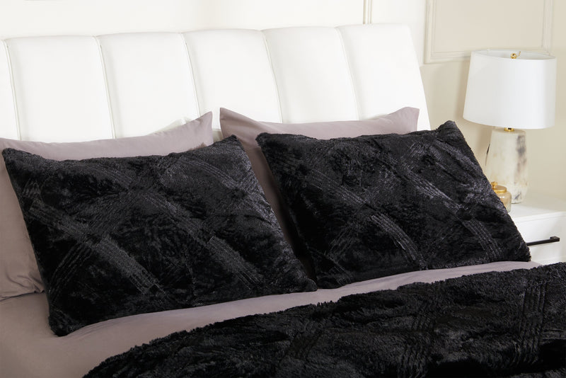 Ensemble d’édredon Serene 3 pièces pour lit double ou grand lit - noir