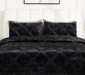 Ensemble d’édredon Serene 3 pièces pour lit double ou grand lit - noir