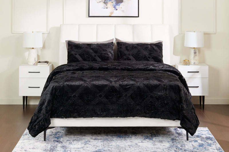 Ensemble d’édredon Serene 3 pièces pour lit double ou grand lit - noir