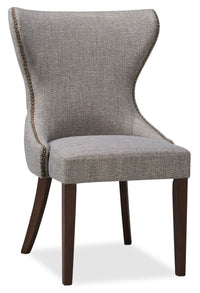 Chaise de salle à manger Shea à oreilles en tissu d’apparence lin et en bois - grise