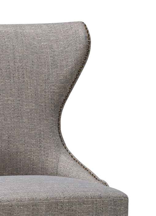 Chaise de salle à manger Shea à oreilles en tissu d’apparence lin et en bois - grise