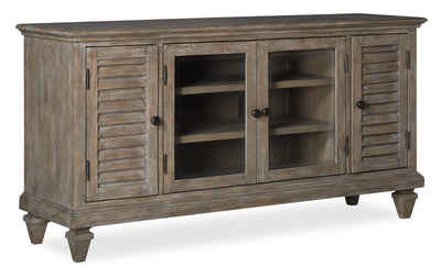 Baron 62” Rustic Pine TV Stand with Storage and Cable Management for TVs up to 70” - Dovetail Grey | Meuble pour téléviseur rustique Baron de 62 po en pin avec rangement et système de gestion des