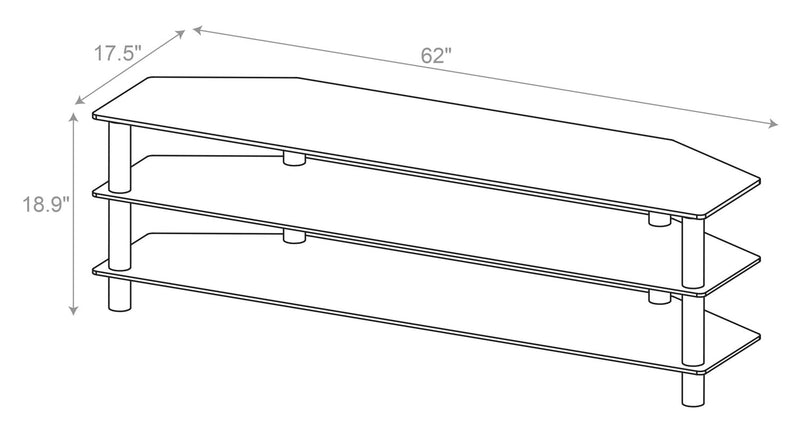 Meuble pour téléviseur Jett de 62 po avec rangement pour téléviseurs jusqu’à 70 po - noir