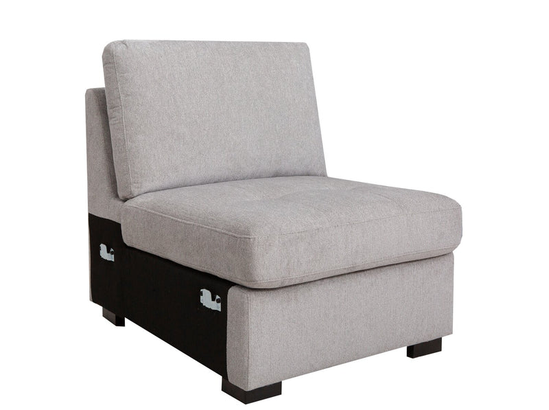 Sofa sectionnel Vault 7 pièces avec 5 fauteuils de rangement et console de rangement avec USB - gris