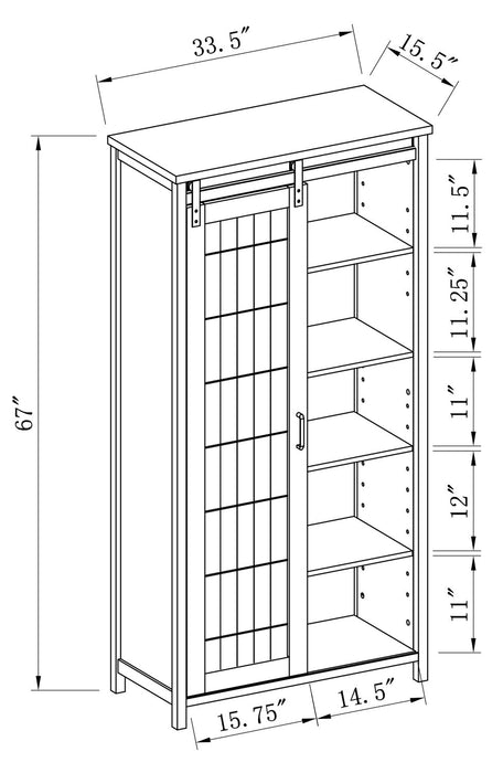 Armoire décorative de rangement Sienna de 33,5 po avec porte coulissante - chêne foncé