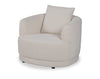 Fauteuil arrondi Moon de 35,8 po en tissu avec coussin décoratif - blanc amande laineux