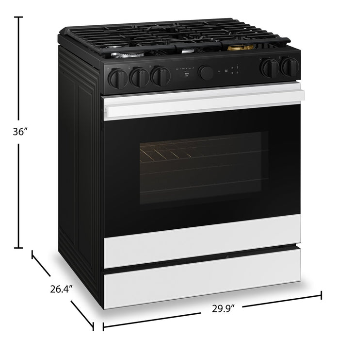 Cuisinière intelligente à gaz encastrée Samsung de 6 pi³ avec caméra de four - verre blanc - NSG6DB870012AA