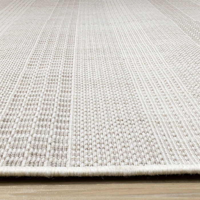 Carpette Lira à rayures 5 pi 3 po x 7 pi 7 po pour l’extérieur - crème 