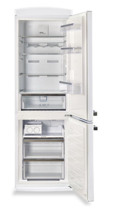 Réfrigérateur Classic Rétro par Unique de 24 po et de 12 pi3 à congélateur inférieur - blanc guimauve - UGP-340L W AC
