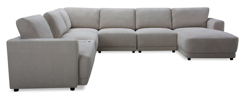 Sofa sectionnel modulaire de droite Voyage 7 pièces en tissu avec console et coussins de dossier amovibles - taupe