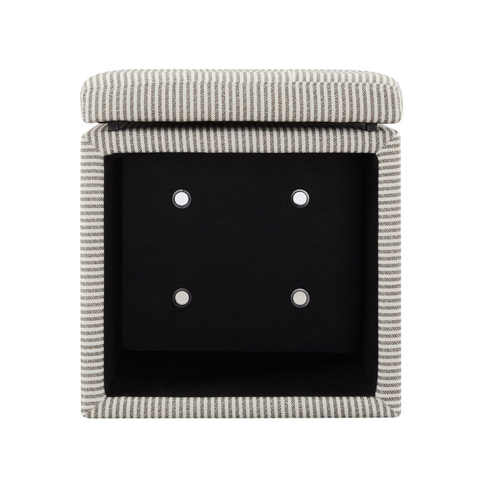 Pouf de rangement carré Yukon de 17 po en tissu - rayé gris