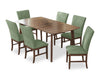 Ensemble de salle à manger Rain 7 pièces avec table de 72 po (L) et 6 chaises vertes - vert et brun