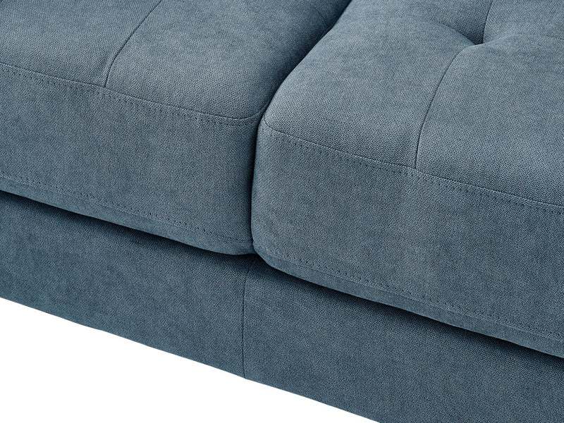 Causeuse Metro de 57 po en tissu avec coussins de siège capitonnés et coussins de dossier réversibles - bleu denim