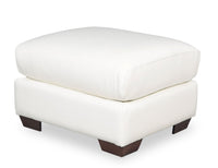  Pouf Royce de Cindy Crawford Home de 28 po en cuir véritable avec pattes en bois - blanc ivoire