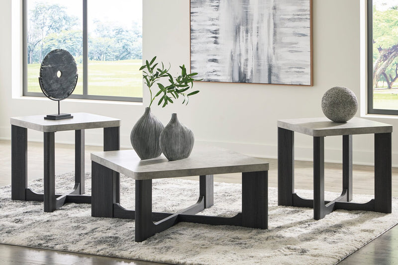 Ensemble de 3 tables modernes Sherman de 35,5 po, table à café et 2 tables de bout - gris