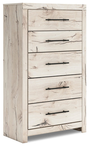 Commode verticale de chambre à coucher Derekson de 31,7 po (L) x 53,9 po (H) à 5 tiroirs - blanc rustique