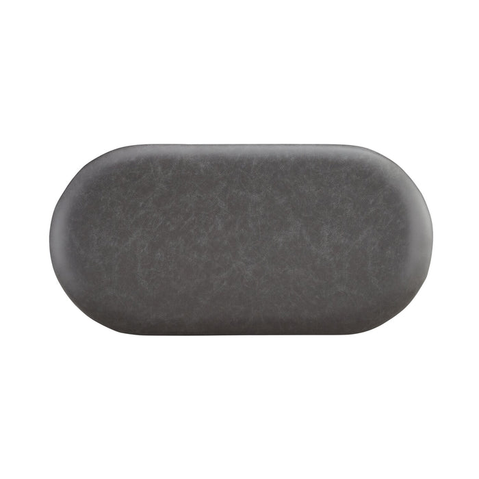Pouf de rangement Victoria de 18 po en similicuir avec base en métal - anthracite