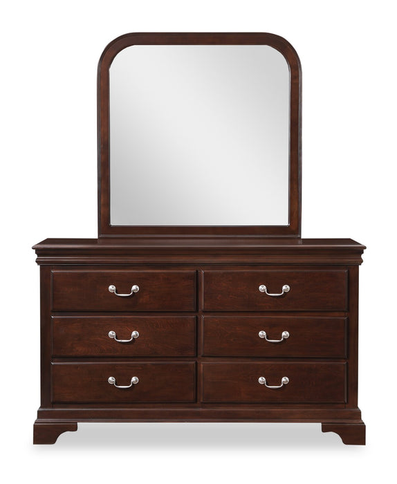 Miroir de commode de chambre à coucher Marco - brun cerisier
